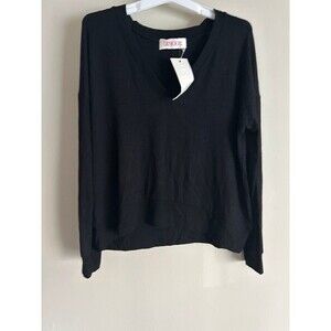 Lesjour! Black Knit V-Neck pullover Sweater size M